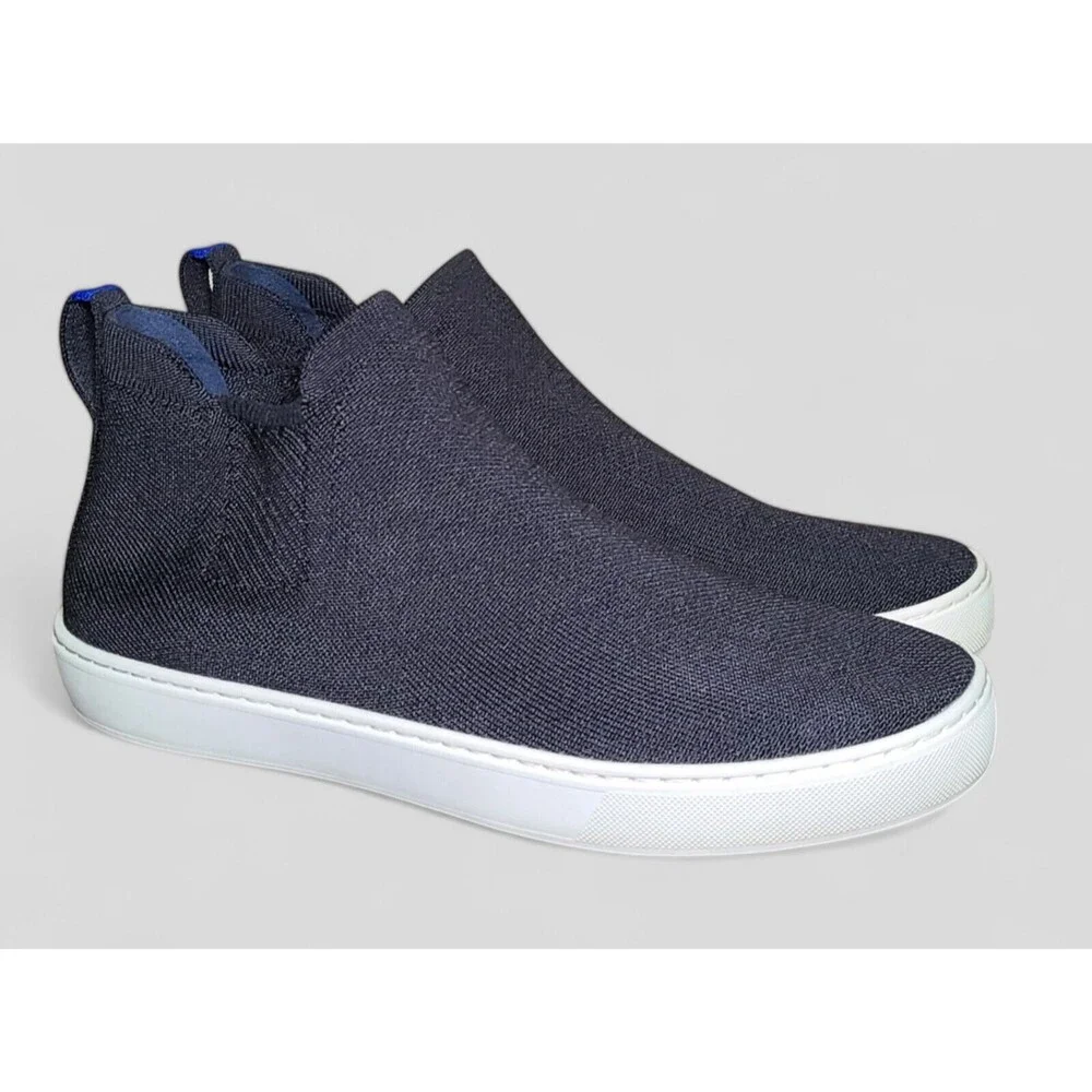 Rothy's The Chelsea Boot Womens Size 10.5 Black Knit Hi Top Comfort Shoe Slip On